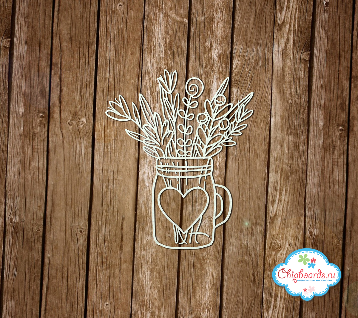 Чипборд Chipboards "Стакан с цветами"