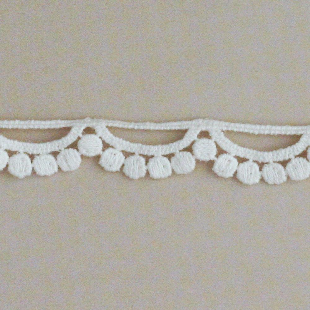 Кружево Maya Road "Гребешки с кружочками", белый