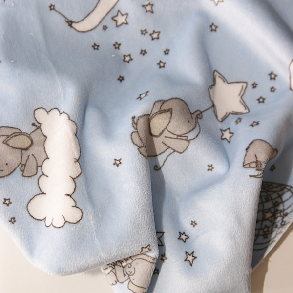 Ткань плюшевая 48 х 48 см SMD CUDDLE, слоники на голубом