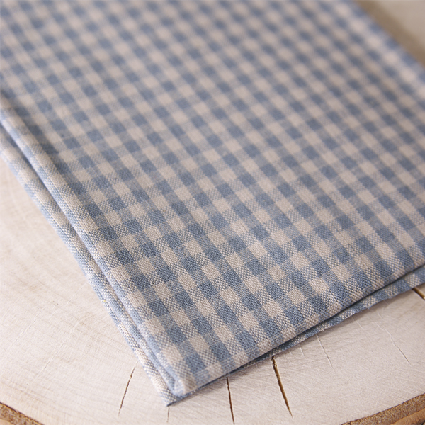 Ткань лоскутная 50 х 55 см "18",лён + хлопок, голубая клетка