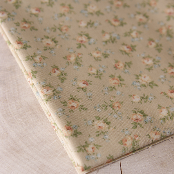 Ткань лоскутная 50 х 55 см "4523", персиковые розочки на бежевом