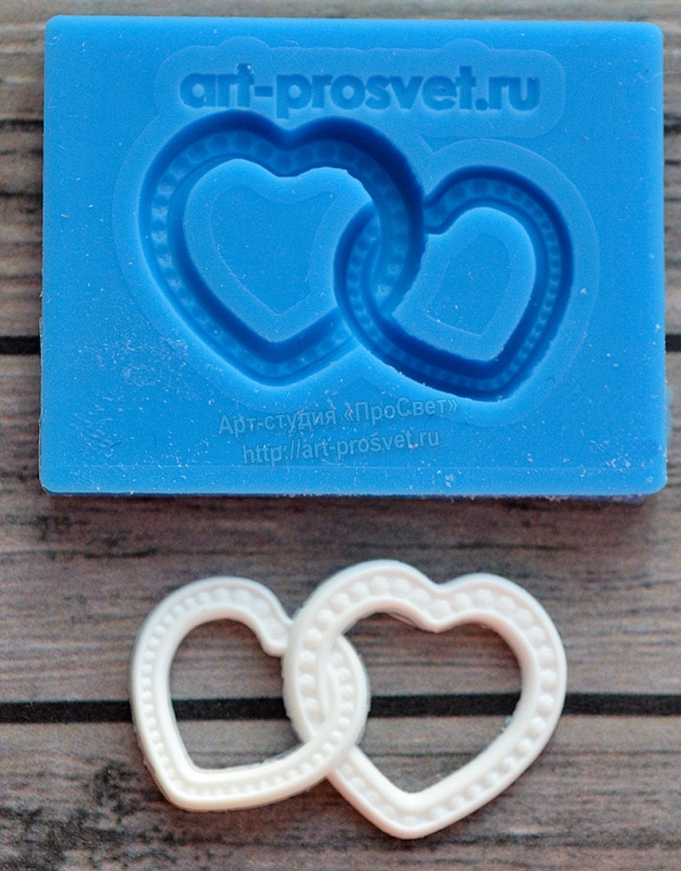 Молд Просвет "Обручальные кольца в виде сердец"