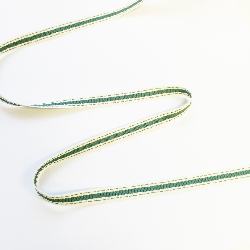 Лента хлопковая 1 см "Бирюзовая полоска и прострочка"