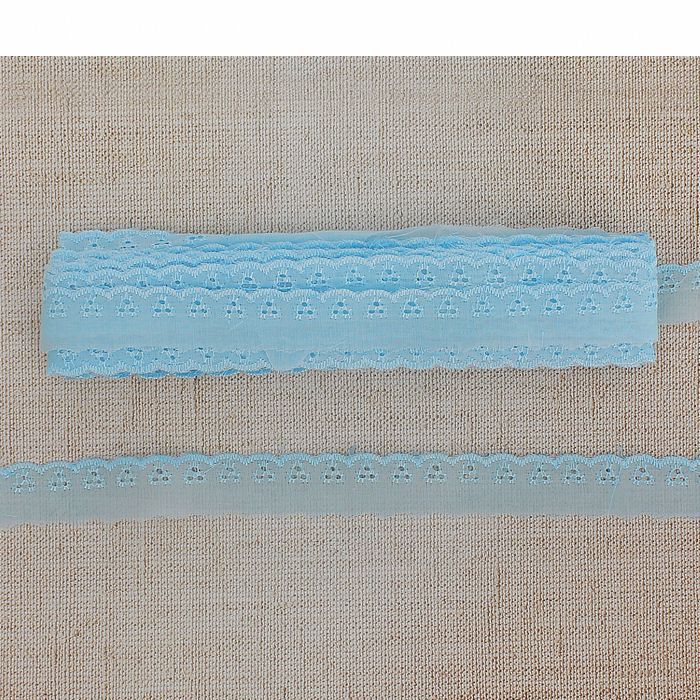 Шитье 30мм "Гребешок и 3 точки", цвет голубой