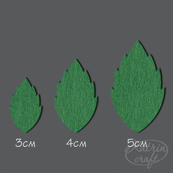 Вырубка из фетра "Листья розы зеленый"