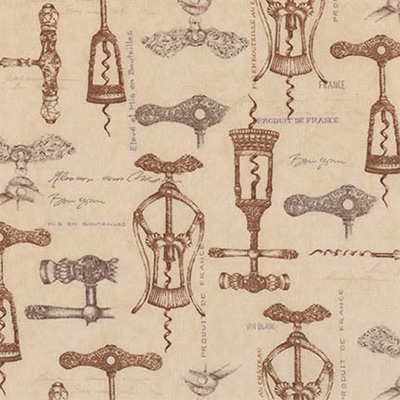 Ткань лоскутная 50 х 55 см "Vineyard collection", винтажные штопоры