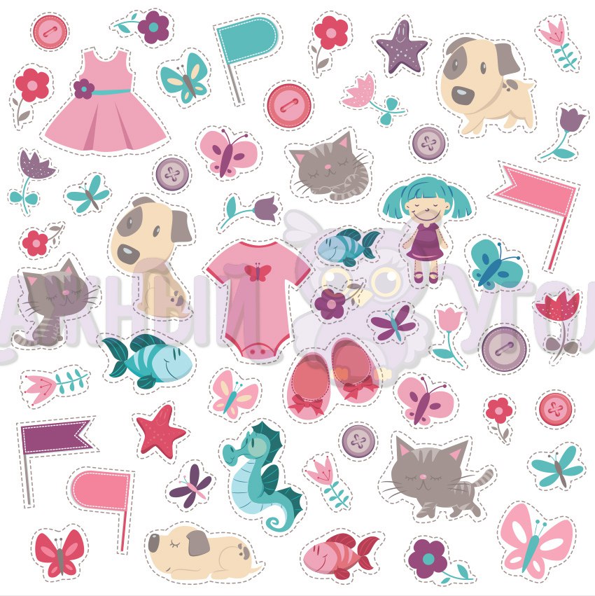 Бумага Бумажный уголок "Наши детки! Девочки!", Элементы (БУГ32)