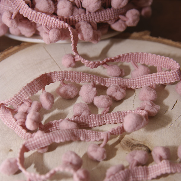 Тесьма с помпонами 0,9 см, цвет вечерняя роза