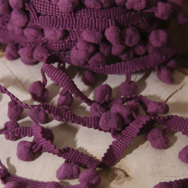 Тесьма с помпонами 0,9 см, цвет бордо