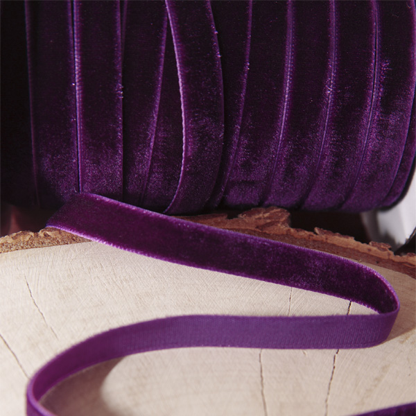 Лента бархатная 9 мм. Цвет сливовый