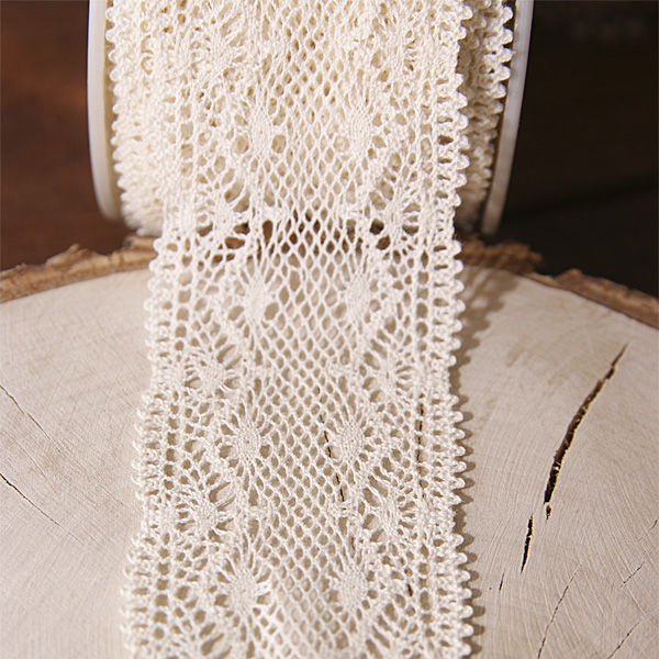 Кружево вязаное тонкое 5 см, цвет кремовый (058051)