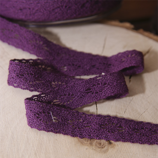 Кружево вязаное 1,5 см, цвет сливовый (058068)