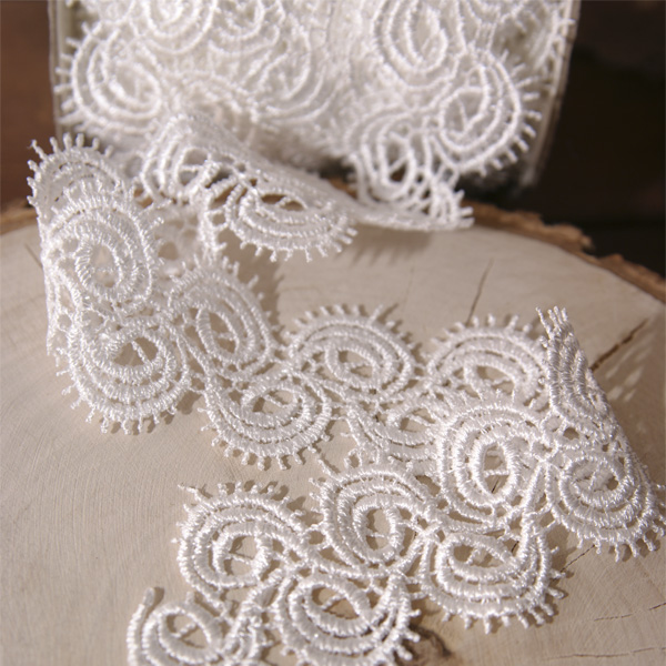 Кружево гипюрное 3,5 см "Волны", цвет белый