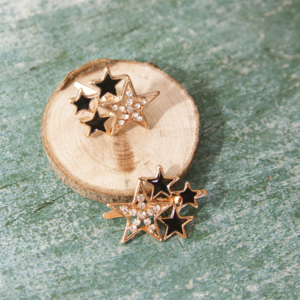 Брадс "Звёздочки", цвет золото с чёрным, 1 шт (482)