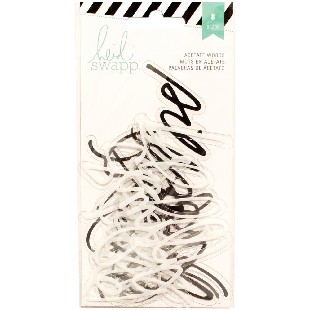 Вырубка из тонкого пластика со словами Heidi Swapp, чёрно-белый