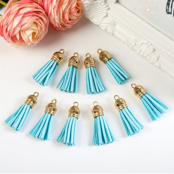 Кисточка замшевая декоративная, цвет голубой (96)