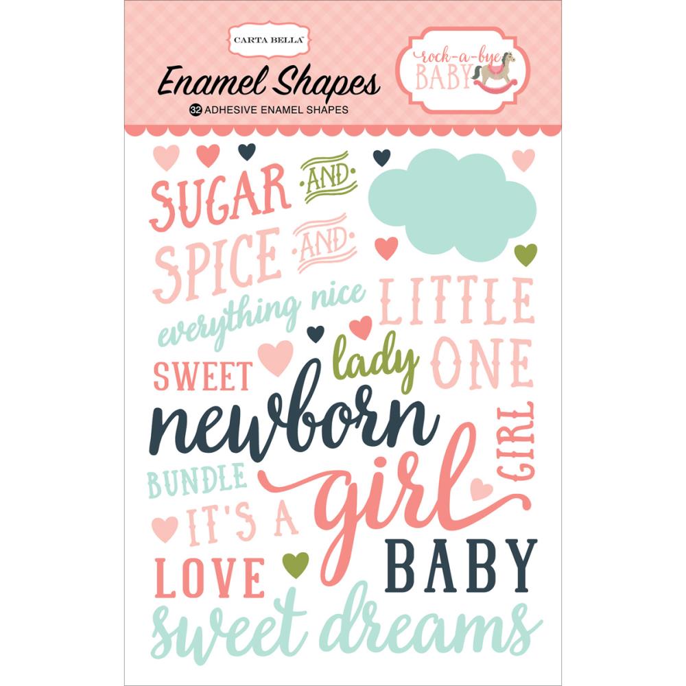 Эмалевые наклейки Carta Bella "Rock-A-Bye Baby girl ", слова