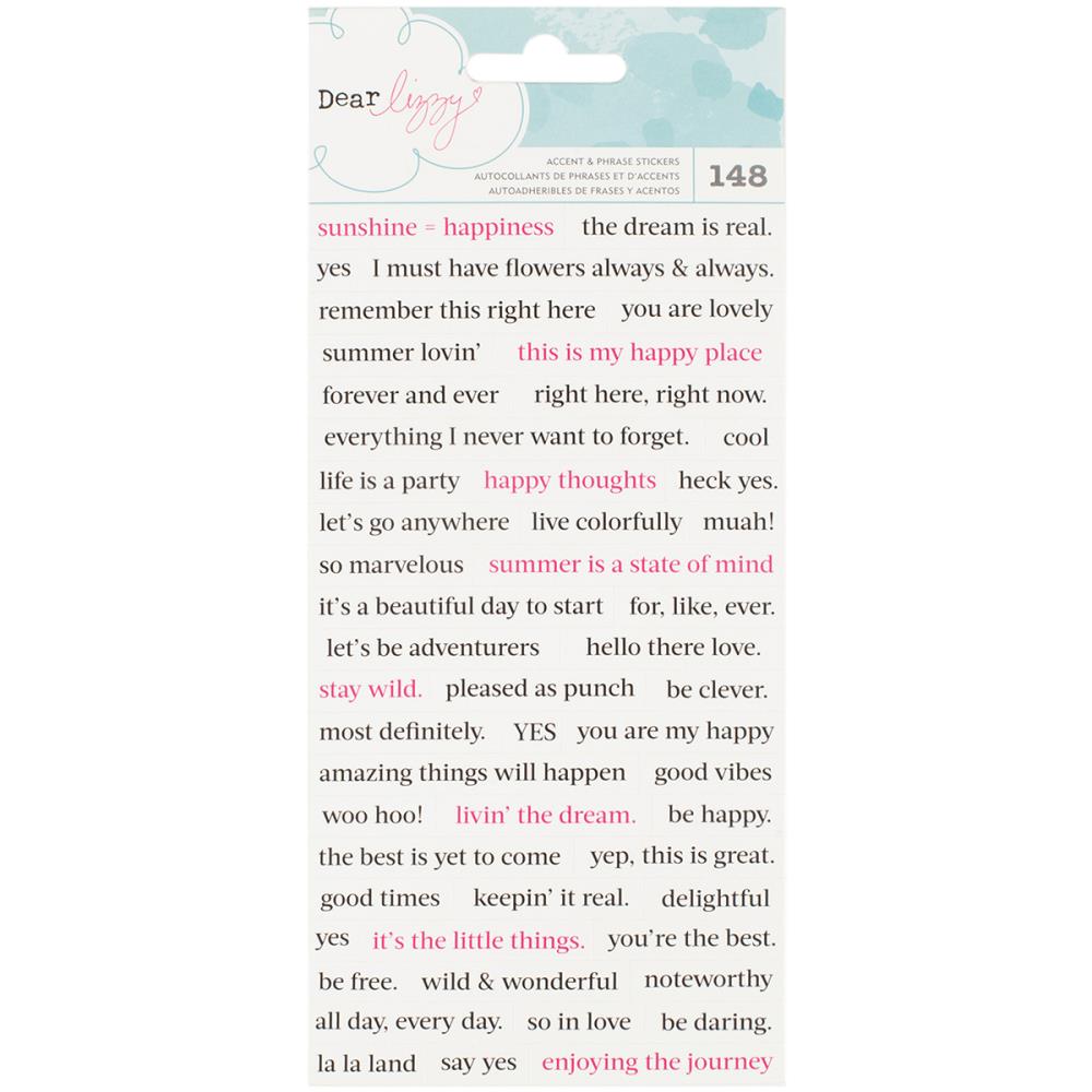 Наклейки American Crafts "Dear Lizzy Happy Place", алфавит и фразы