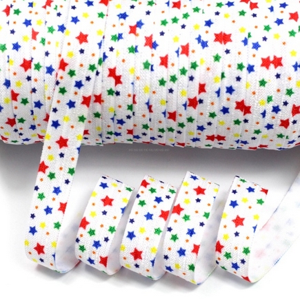 Резинка для блокнотов 15 мм, цвет белый с разноцветными звёздами