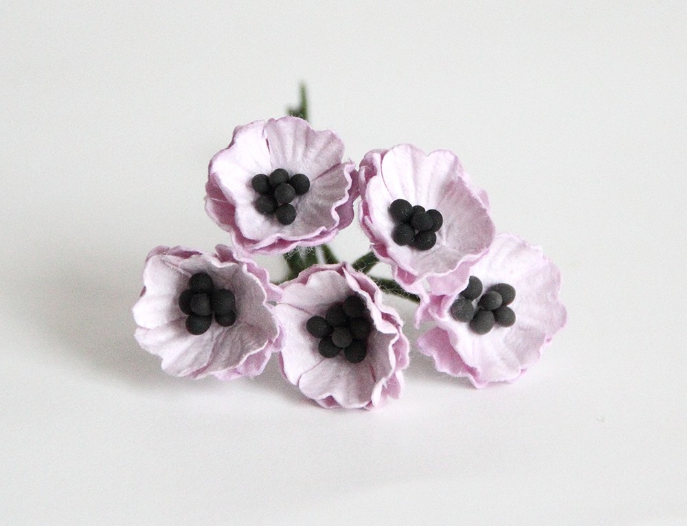 Букет мини-маков 2 см, цвет сиреневый