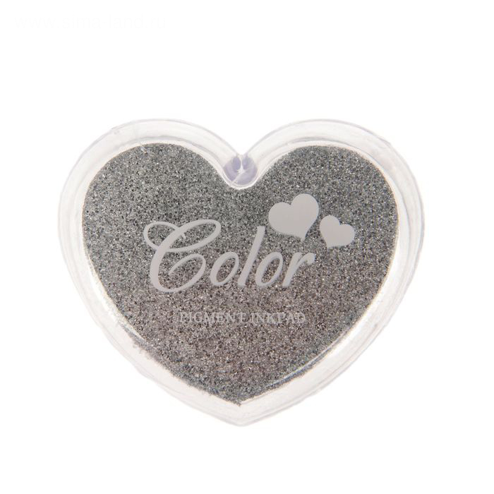 Штемпельная подушечка-сердечко. Цвет серебряный.