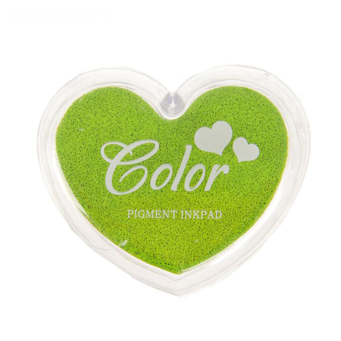 Штемпельная подушечка-сердечко. Цвет салатовый.