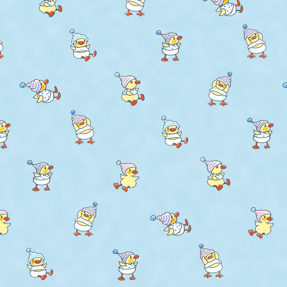 Ткань лоскутная 50 х 55 см "4503", утята на голубом