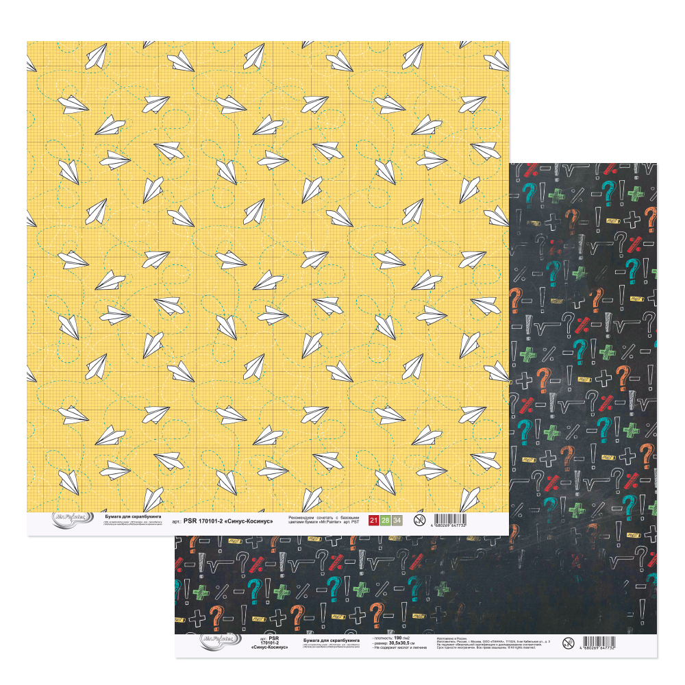 Бумага для скрапбукинга MrPainter "Синус-косинус" (PSR 170101-2)