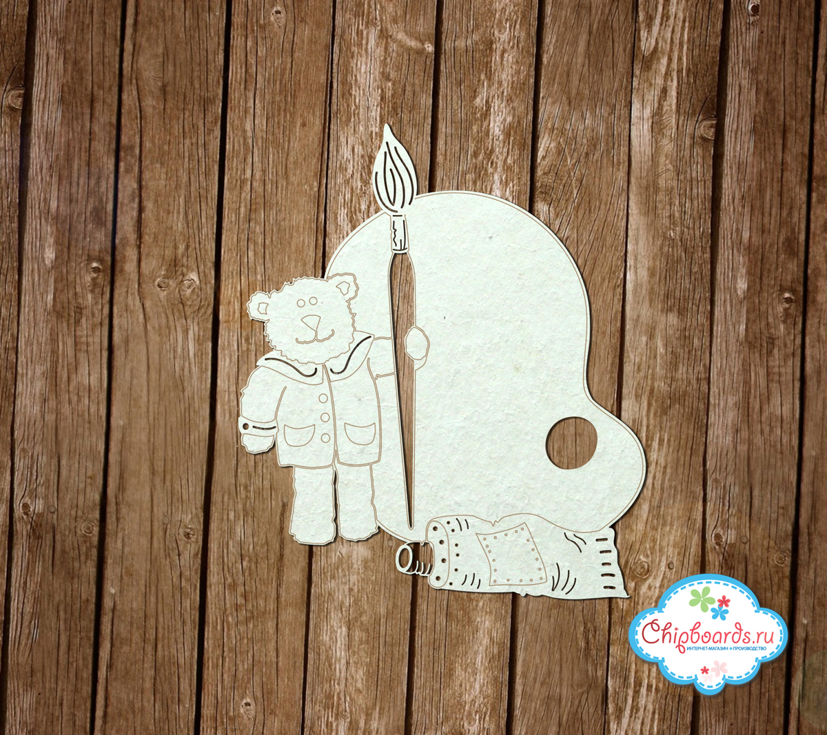 Чипборд Chipboards "Палитра с медведем"