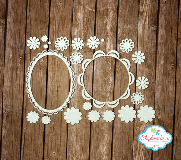 Чипборд Chipboards ""Premium". Детские рамки с цветками 3D"