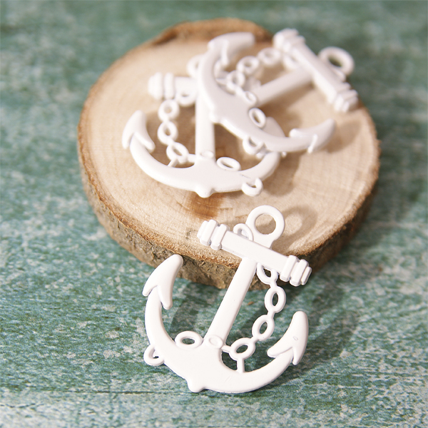 Подвеска металлическая "Якорь", цвет белый(501)