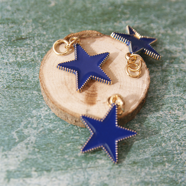 Подвеска металлическая "Звезда", цвет синий с золотом (502)