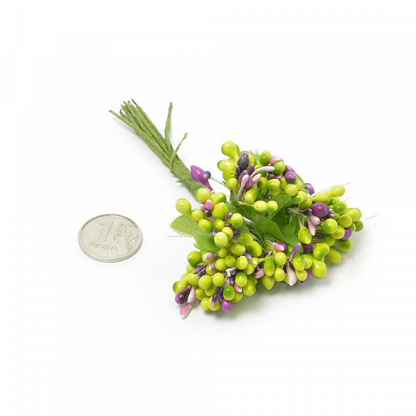 Букет с тычинками, цвет салатовый с фиолетовым