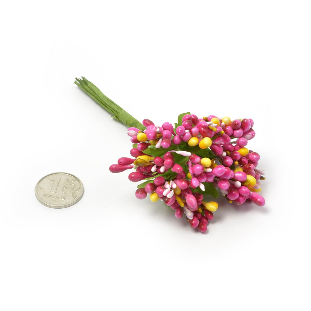 Букет с тычинками, цвет малиновый с жёлтым