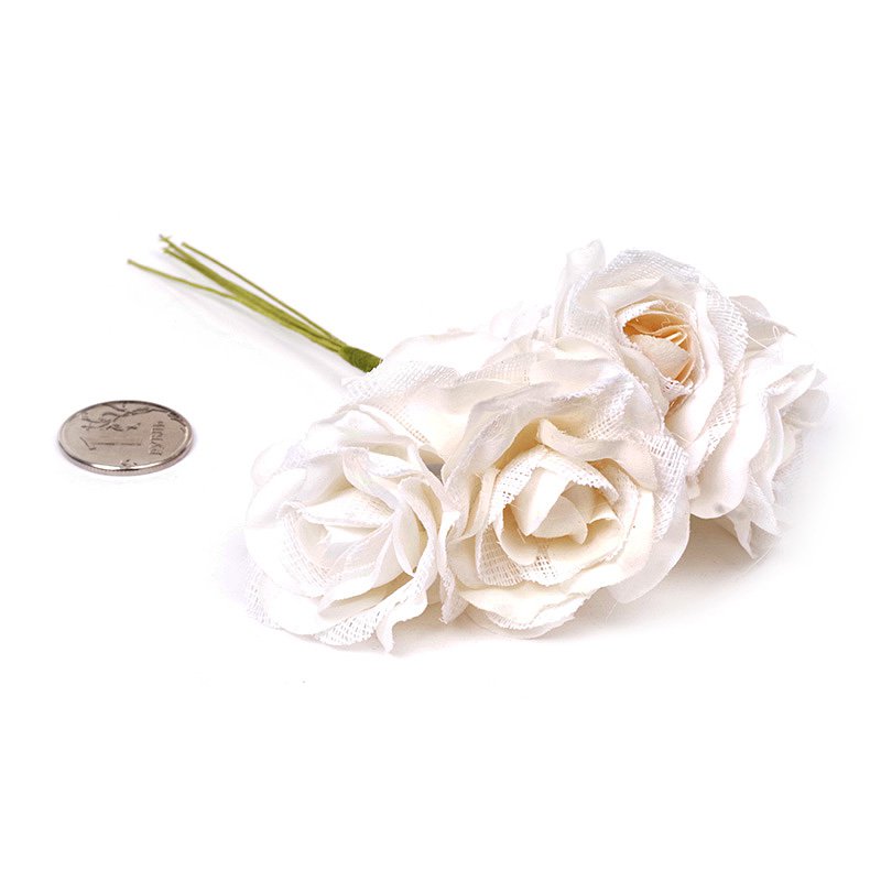 Букет тканевых роз 4 см "Молочный белый"