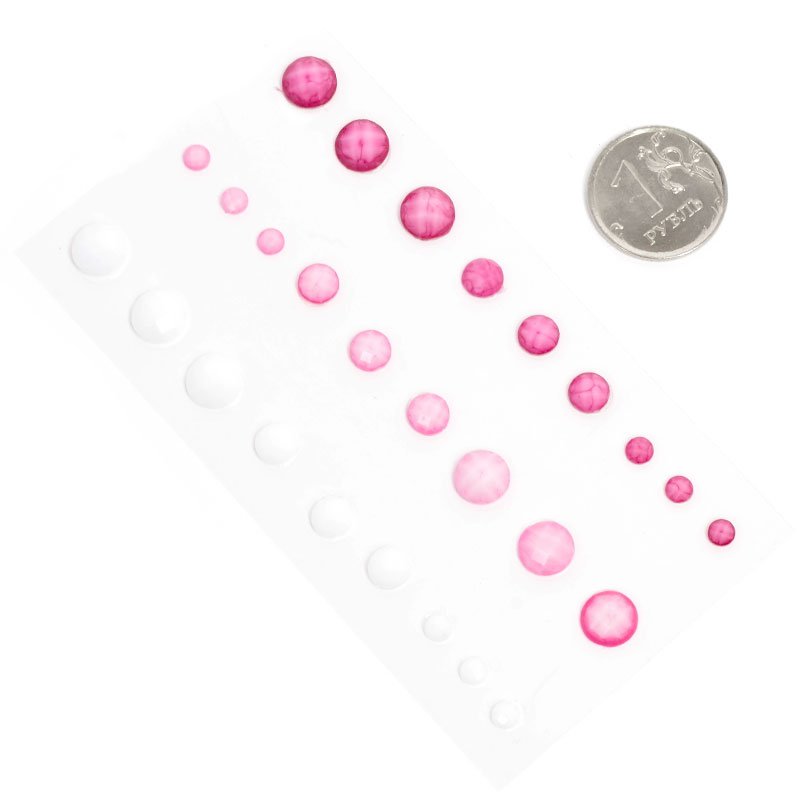 Набор гранёных камушков , бело-розовый