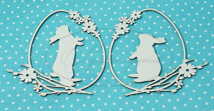 Вырубка из чипборда Рукоделушка "Набор "Пасхальные кролики"