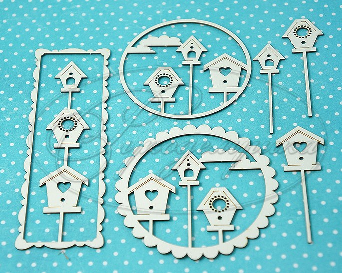Вырубка из чипборда Рукоделушка "Скворечники (набор)"