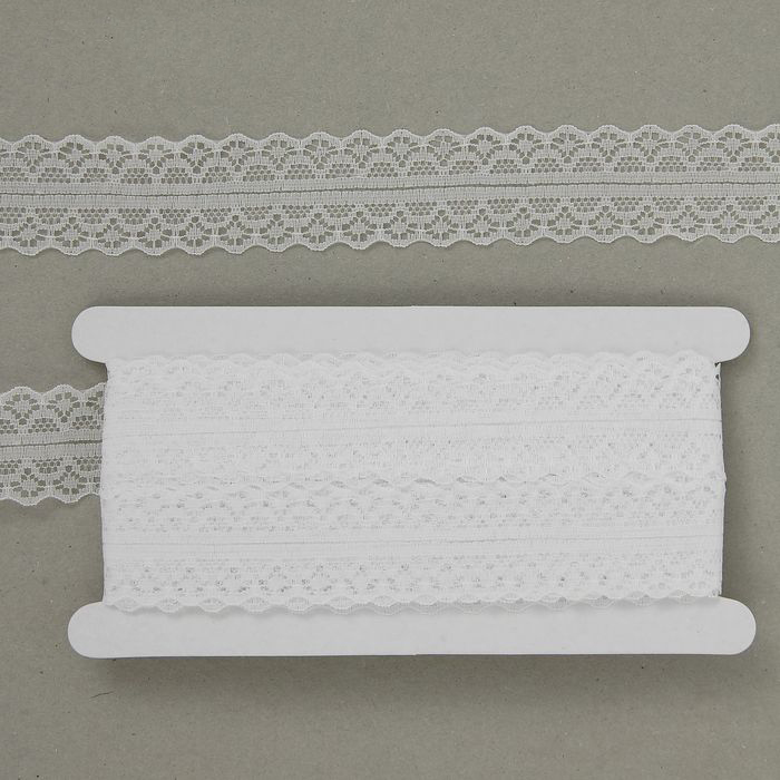 Кружево нейлоновое 3см с краем "арка", цвет белый (757067)