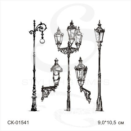 Штамп Stylish Stamps "Набор парковых фонарей"