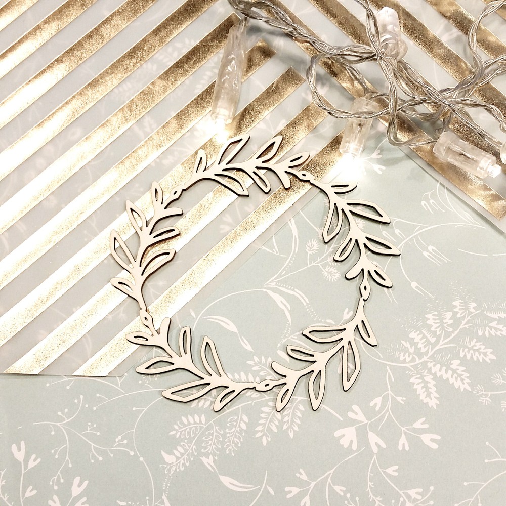 Чипборд WoodCraft "Веночек с веточками"