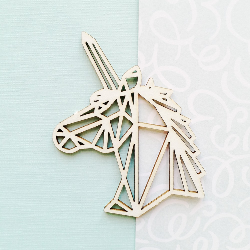 Чипборд WoodCraft "Геометрический единорог"