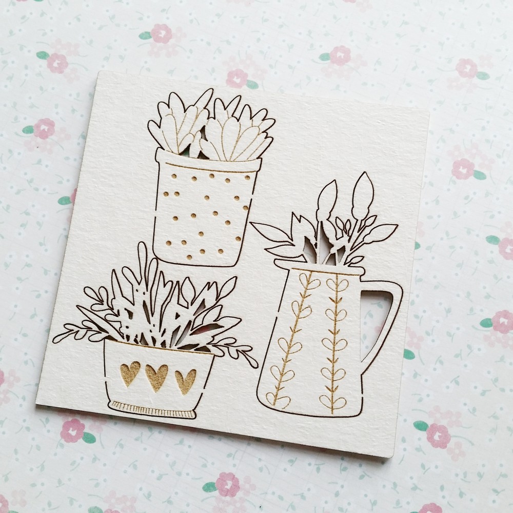 Чипборд WoodCraft "Комнатные цветы"