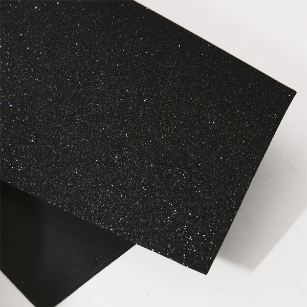 Фоамиран 20 х 30 см, цвет чёрный с блёстками