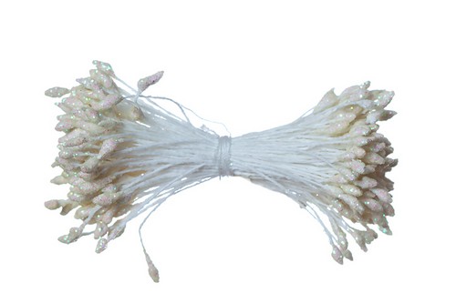 Тычинки КРЕМОВЫЕ с блёстками 55*1мм фасовка, 144 штуки