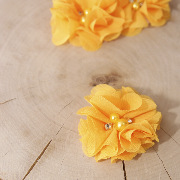 Цветок шифоновый 5 см, цвет желток