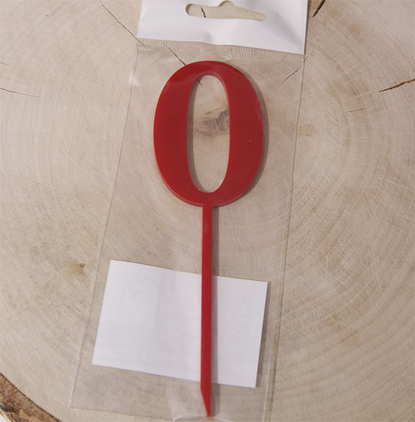 Топпер акрил Katrin craft " Цифра 0 №1", цвет красный