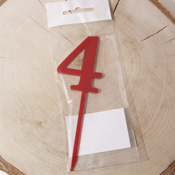 Топпер акрил Katrin craft " Цифра 4 №1", цвет красный