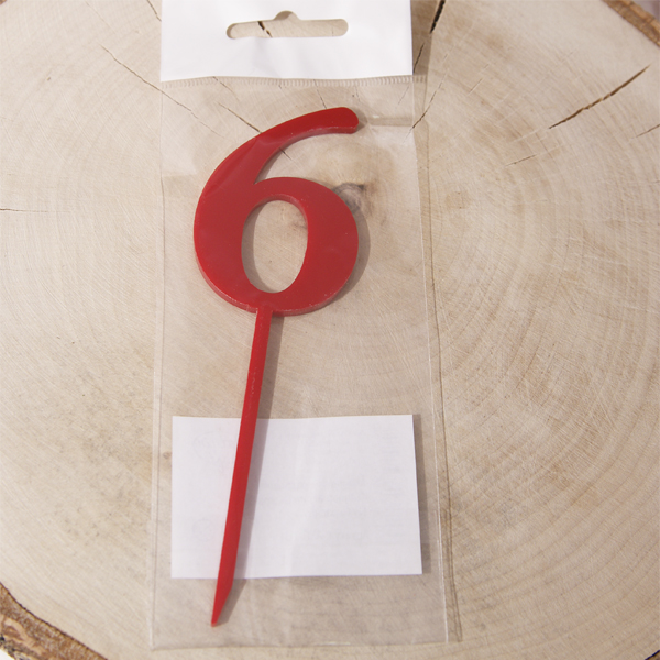 Топпер акрил Katrin craft " Цифра 6 №1", цвет красный