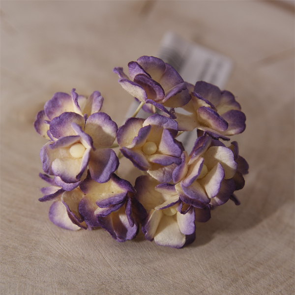 Букет цветов вишни 15 мм. Цвет кремовый с сиреневыми кончиками